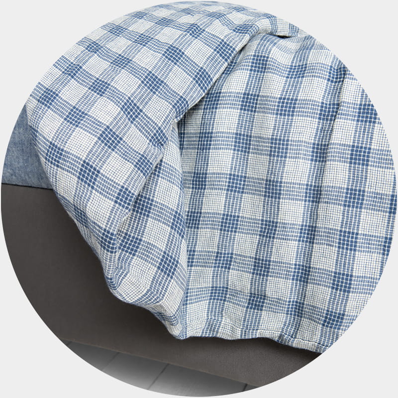 Lininė mėlynai-baltai languota patalynė