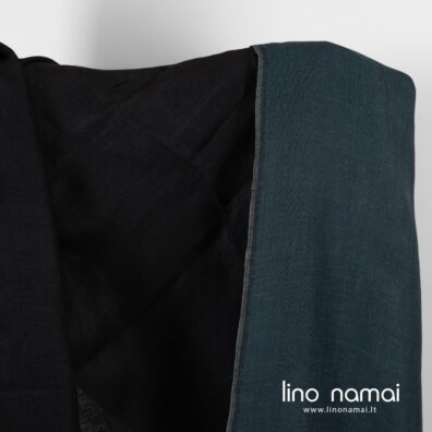 Lininis audinys dvipusis mėlynai juodas