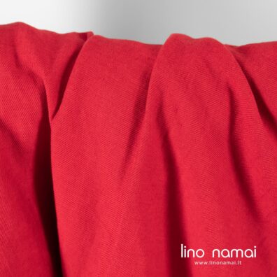 Puslininis audinys raudonas skalbtas tinka drabužiams ir namų tekstilei siūti