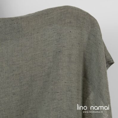 Puslininis audinys raštuotas pilkas skalbtas minkštas švelnus