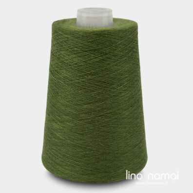 Lininiai verpalai žalios žolės spalvos mezgimui, nėrimui