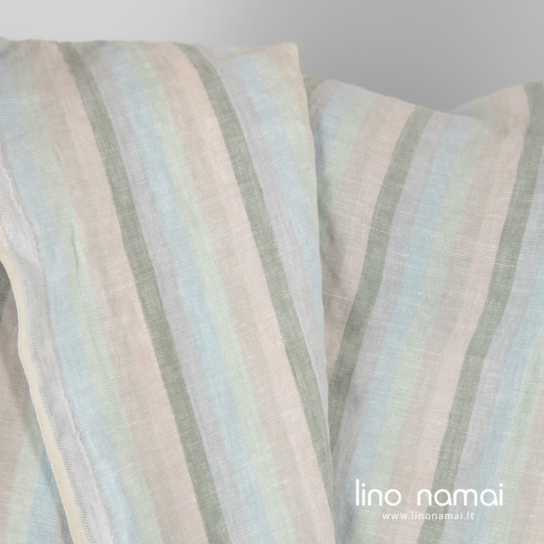 Lininis audinys dryžuotas skalbtas minkštas švelnus