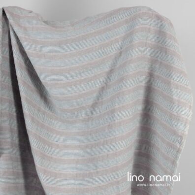 Lininis audinys pilkai-melsvai dryžuotas skalbtas