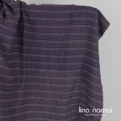 Lininis audinys dryžuotas tamsiai mėlynas skalbtas