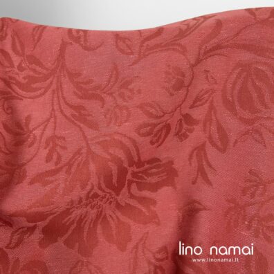 Lino - medvilnės audinys raudonas gėlėtas