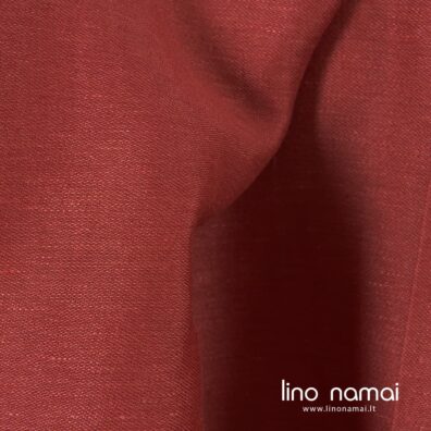 Raudonas dvipusis smulkiaraštis lino - medvilnės audinys drabužiams ir namų tekstilei siūti