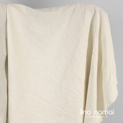 Puslininis audinys kreminės spalvos raštuotas skalbtas