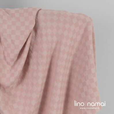 Puslininis audinys rožinis languotas skalbtas