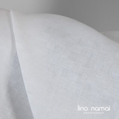 Lino - medvilnės audinys ryškiai baltas languotas