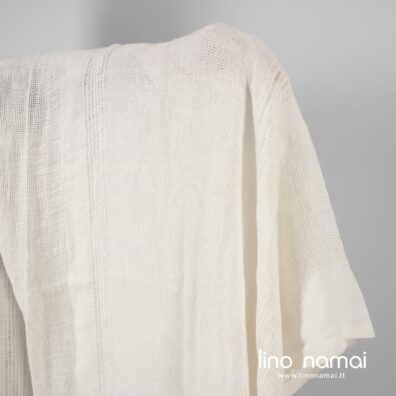 Lininis audinys baltas su retomis juostomis skalbtas minkštas švelnus