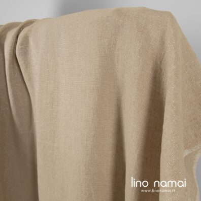 Lininis audinys tamsios smėlio spalvos blizgus skalbtas minkštas švelnus