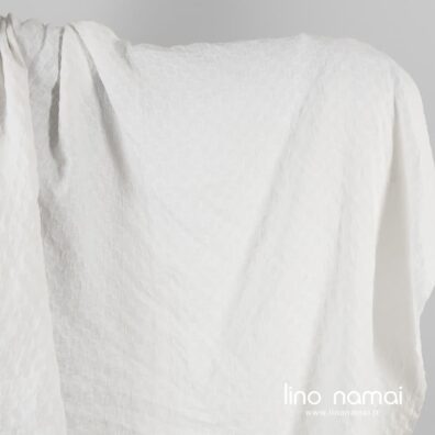 Lino audinys ryškiai baltas raštuotas skalbtas