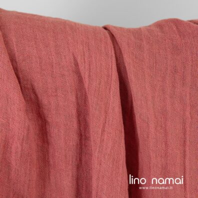 Lino audinys iš tamsiai rožinių ir šviesiai rudų verpalų, dvisluoksnis, dvipusis