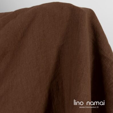 Lininis audinys rudas skalbtas tinka drabužiams ir namų tekstilei siūti