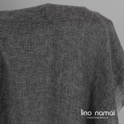 Lengvas lininis audinys juodai baltas skalbtas minkštas švelnus