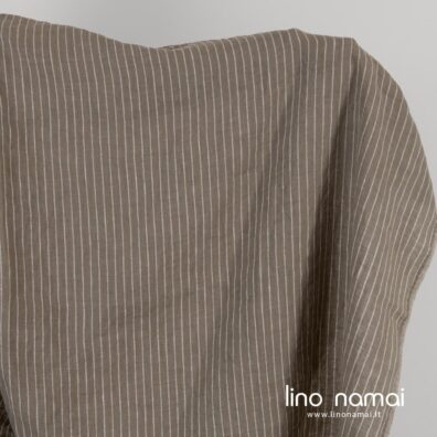 Lininis audinys rusvai dryžuotas skalbtas