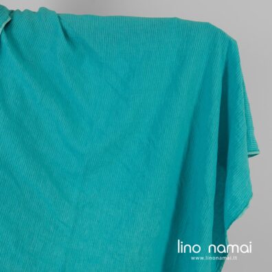 Lininis audinys turkio spalvos dryžuotas skalbtas