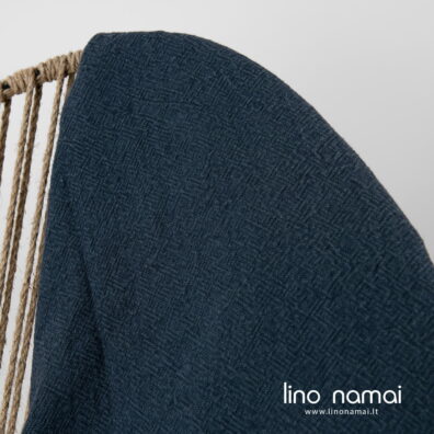 Lininis mėlynas pledas, panamos pynimas, storas.