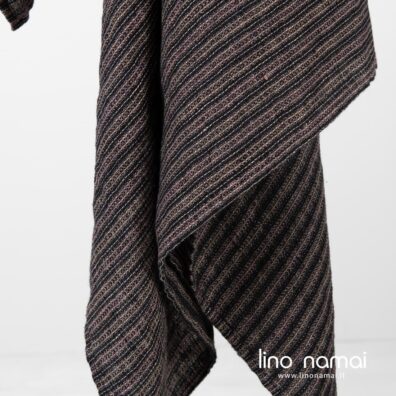 Lininis rankšluostis rudais dryžiais, juodi, pilki, žalsvi dryžiai.