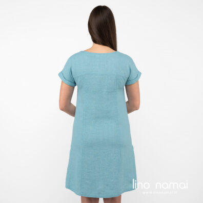 lininė turkio suknelė iš nugaros.