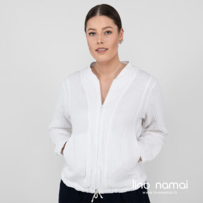 Lininis baltas bomber švarkelis.