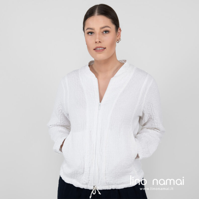 Lininis baltas bomber &scaron;varkelis.