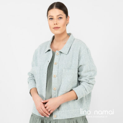 Puslininis žalsvas švarkelis skalbtas.