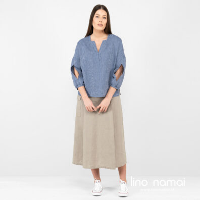 Lininis pilkas ilgas sijonas, visu ūgiu.