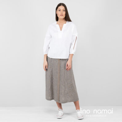 Lininis languotas sijonas, visu ūgiu.