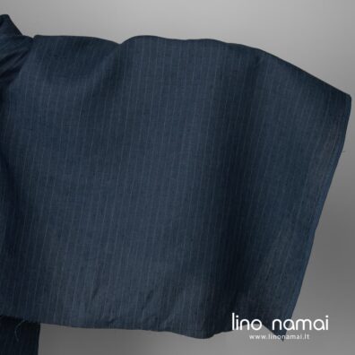 Lininis audinys mėlynas dryžuotas melanžinis