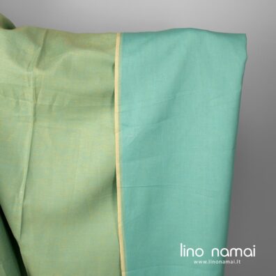 Lino - medvilnės audinys žalsvai žydras dvipusis