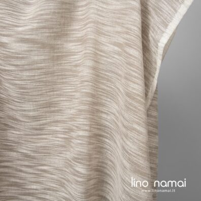 Lino - medvilnės audinys išaustas iš smėlio spalvos lino ir baltų medvilnės verpalų su specialiais sustorėjimais