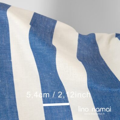 Lino - medvilnės audinys mėlynai baltai dryžuotas 80cm pločio