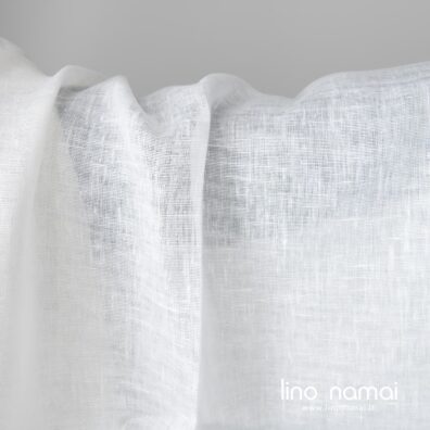 Lininis audinys ryškiai baltas lengvas retoko pynimo