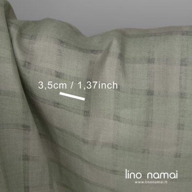 Lino audinys žalsvas permatomomis juostelėmis, sudarančiomis 3,5x3,5cm langelius