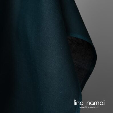 Tamsiai mėlynos spalvos lininis audinys