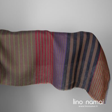 Lininis audinys įvairių spalvų dryžuotas