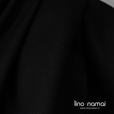 Juodas lino audinys „vafliniu“ raštu