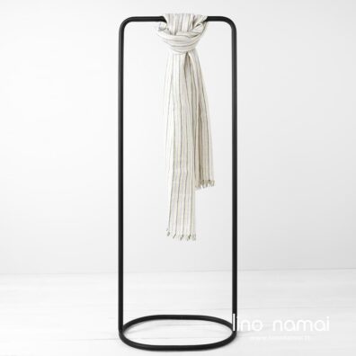 Lininis šalikas žalsvai, gelsvai dryžuotas