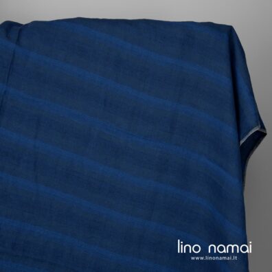 Lininis audinys mėlynai dryžuotas platus skalbtas