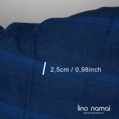 Lininis audinys mėlynai dryžuotas platus skalbtas tinka patalynei, užuolaidoms, staltiesėms siūti