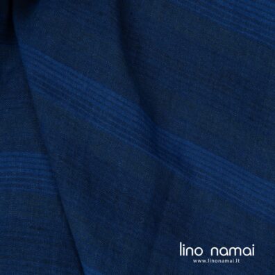 Lininis audinys mėlynai dryžuotas skalbtas, plotis 295cm