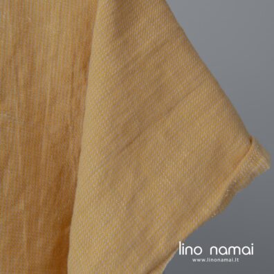 Puslininis audinys geltonai-rusvai raštuotas skalbtas minkštas švelnus