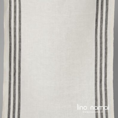 Lininis audinys rankšluostinis baltas juodai dryžuotas