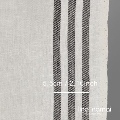 Lininis audinys rankšluostinis baltas juodai dryžuotas austas ruoželio raštu, 50cm pločio