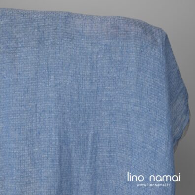Lengvas lininis audinys mėlynas raštuotas skalbtas