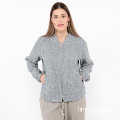 MANGA lininis pilkas bomber stiliaus švarkelis