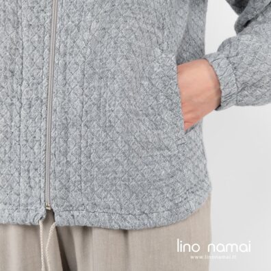 MANGA lininis pilkas bomber stiliaus švarkelis su kišenėmis