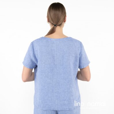 LILLY lininė melsva palaidinė, nugaros pusė