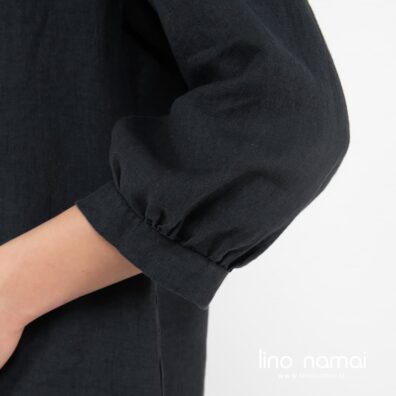 FREDA lininė tamsiai mėlyna palaidinė su paraukimu ties rankogaliais